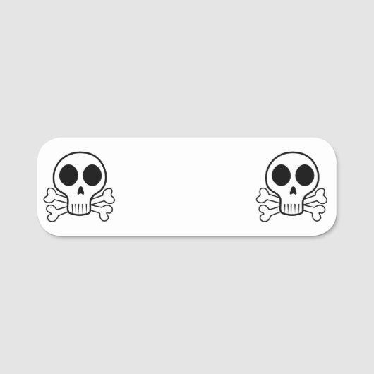 schwarzer Schädel Namensschild (Vorderseite)