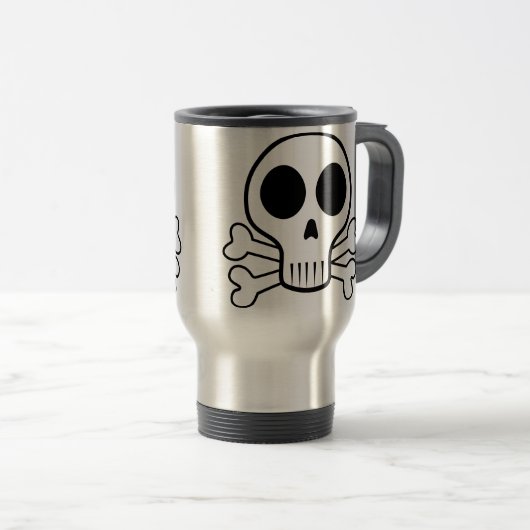 schwarzer Schädel Reisebecher (VorderseiteRechts)