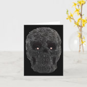 Schwarzer Schädel Rose Gothisches Halloween-Kostüm Karte (Gelbe Blume)