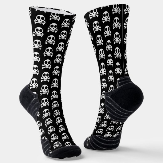 schwarzer Schädel Socken (Gewinkelt)