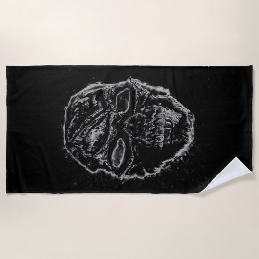 Schwarzer Schädel Strandtuch (Vorderseite)