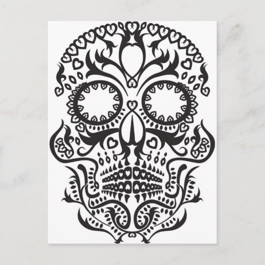 Schwarzer Schädel / Tag der Toten Postkarte (Vorderseite)