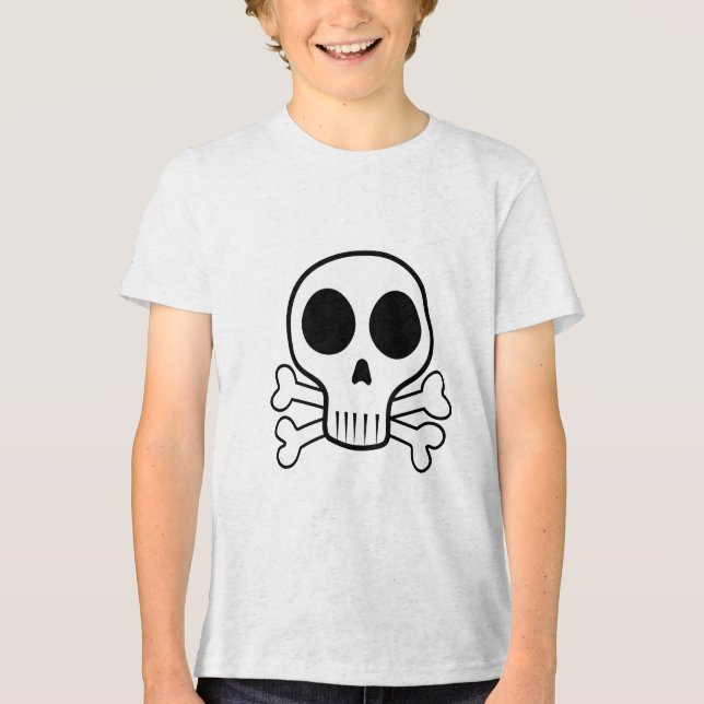schwarzer Schädel Tri-Blend Shirt (Vorderseite)