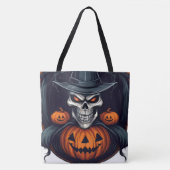 Schwarzer Schädel und Jack-o-Laternen Tasche (Vorderseite)
