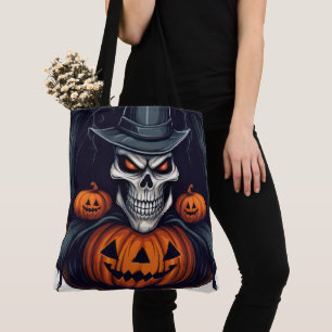 Schwarzer Schädel und Jack-o-Laternen Tasche