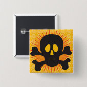 Schwarzer Schädel und Kreuzknochen Button (Vorne & Hinten)