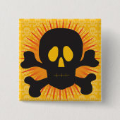 Schwarzer Schädel und Kreuzknochen Button (Vorderseite)