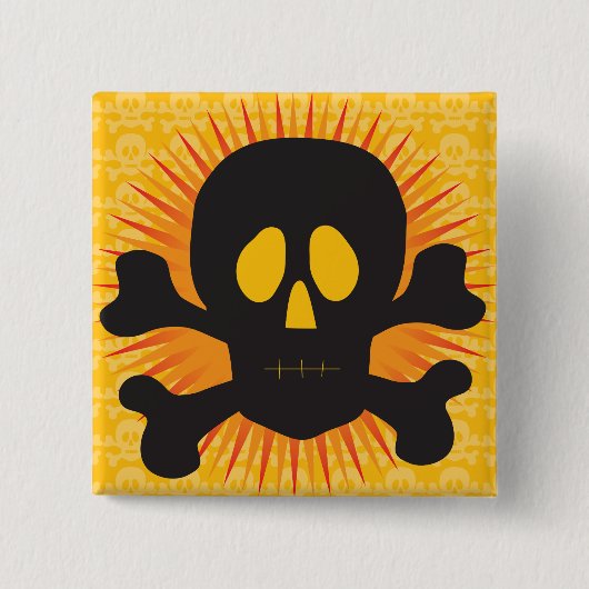 Schwarzer Schädel und Kreuzknochen Button (Vorderseite)