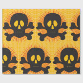 Schwarzer Schädel und Kreuzknochen Geschenkpapier (Flach)