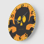 Schwarzer Schädel und Kreuzknochen Große Wanduhr (Winkel)