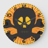 Schwarzer Schädel und Kreuzknochen Große Wanduhr (Vorderseite)
