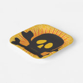 Schwarzer Schädel und Kreuzknochen Pappteller (Gewinkelt)