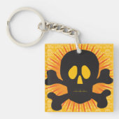 Schwarzer Schädel und Kreuzknochen Schlüsselanhänger (Vorderseite)