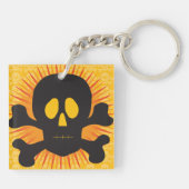 Schwarzer Schädel und Kreuzknochen Schlüsselanhänger (Rückseite)