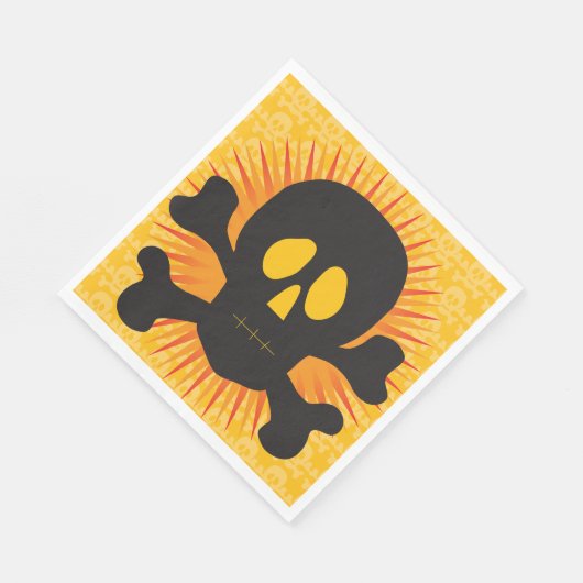 Schwarzer Schädel und Kreuzknochen Serviette (Ecke)