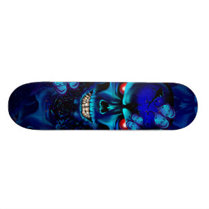 Schwarzer Schädel und RosenSkateboard Skateboard