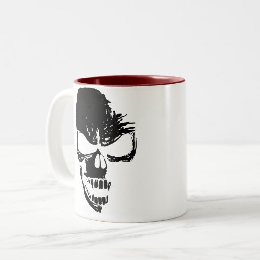 Schwarzer Schädel Zweifarbige Tasse (Vorderseite Links)