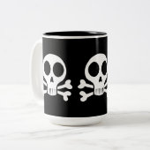 schwarzer Schädel Zweifarbige Tasse (Vorderseite Links)