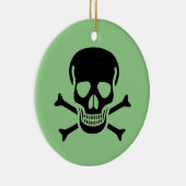 Schwarzer Schädelgrün rund Keramik Ornament 2 Seit (Rechts)