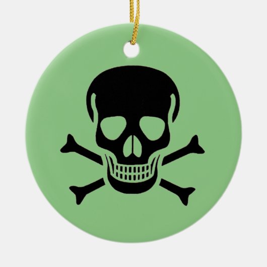 Schwarzer Schädelgrün rund Keramik Ornament 2 Seit (Vorne)