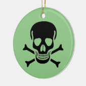 Schwarzer Schädelgrün rund Keramik Ornament 2 Seit (Links)