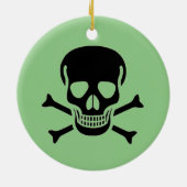 Schwarzer Schädelgrün rund Keramik Ornament 2 Seit (Hinten)