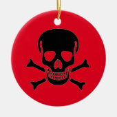 Schwarzer Schädelrot rund Keramik Ornament (Vorne)