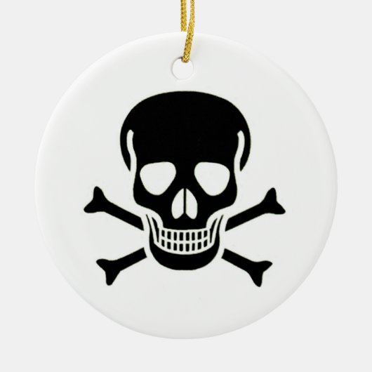 Schwarzer Schädelweiß, runde Keramik, auf 2 Seiten Keramik Ornament (Vorne)