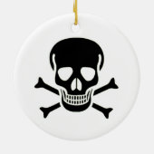 Schwarzer Schädelweiß, runde Keramik, auf 2 Seiten Keramik Ornament (Hinten)