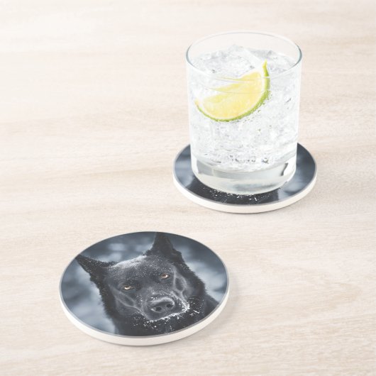 Schwarzer Schäfer Getränkeuntersetzer (Seite)