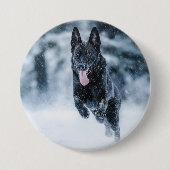 Schwarzer Schäfer im Schnee Button (Vorderseite)