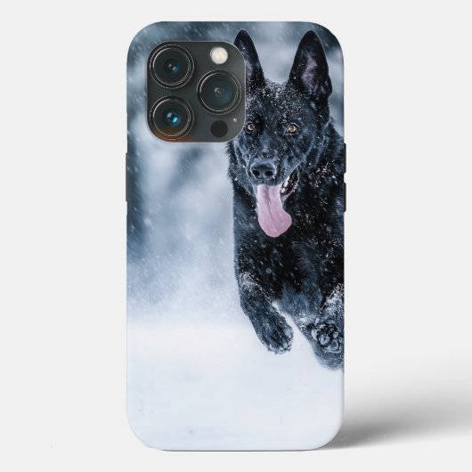 Schwarzer Schäfer im Schnee Case-Mate iPhone Hülle (Rückseite)
