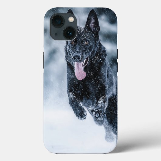 Schwarzer Schäfer im Schnee Case-Mate iPhone Hülle (Rückseite)