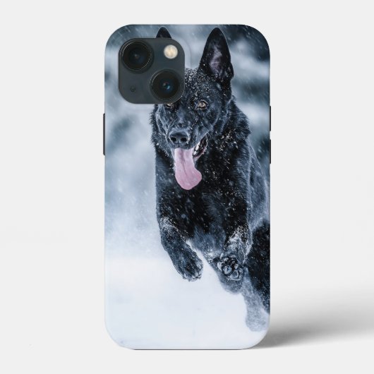 Schwarzer Schäfer im Schnee Case-Mate iPhone Hülle (Rückseite)