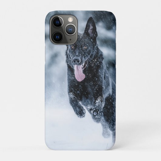 Schwarzer Schäfer im Schnee Case-Mate iPhone Hülle (Rückseite)
