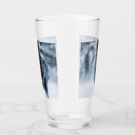 Schwarzer Schäfer im Schnee Glas (Rechts)