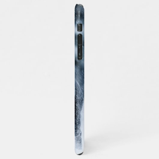 Schwarzer Schäfer im Schnee iPhone Hülle (Linke Seite)