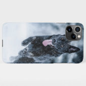 Schwarzer Schäfer im Schnee iPhone Hülle (Rückseite (Horizontal))