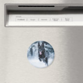 Schwarzer Schäfer im Schnee Magnet (In Situ (Geschirrspüler))