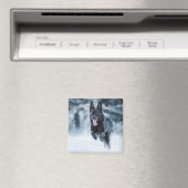 Schwarzer Schäfer im Schnee Magnet (In Situ (Geschirrspüler))