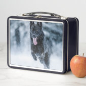 Schwarzer Schäfer im Schnee Metall Brotdose (Beispiel)