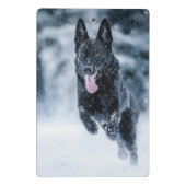 Schwarzer Schäfer im Schnee Mini Klemmbrett (Rückseite)
