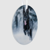 Schwarzer Schäfer im Schnee Ornament (Vorderseite)