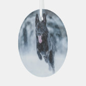 Schwarzer Schäfer im Schnee Ornament Aus Glas (Vorderseite links)