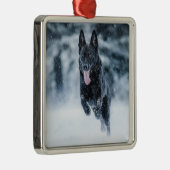 Schwarzer Schäfer im Schnee Ornament Aus Metall (Rechts)