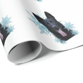 Schwarzer Schäfer in den Schneeflocken Geschenkpapier (Rolleneckpunkt)