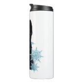 Schwarzer Schäfer in den Schneeflocken Thermosbecher (Nach rechts gedreht)