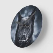 Schwarzer Schäfer Runde Wanduhr (Winkel)