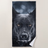 Schwarzer Schäfer Strandtuch (Vorderseite)