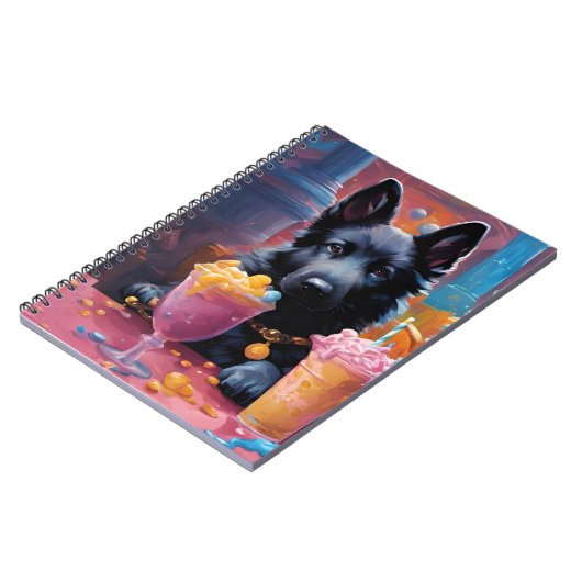 Schwarzer Schäfer Welpe, Eis Notizblock (Linke Seite)